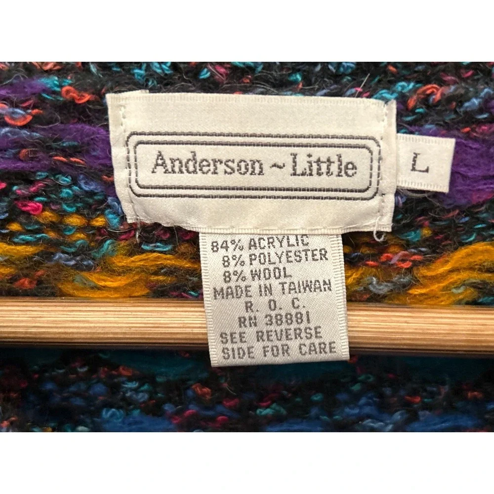 Vintage Multicolor Knit Sweater Vest Anderson-Little Retro Fair Isle Style L - Picture 2 of 5